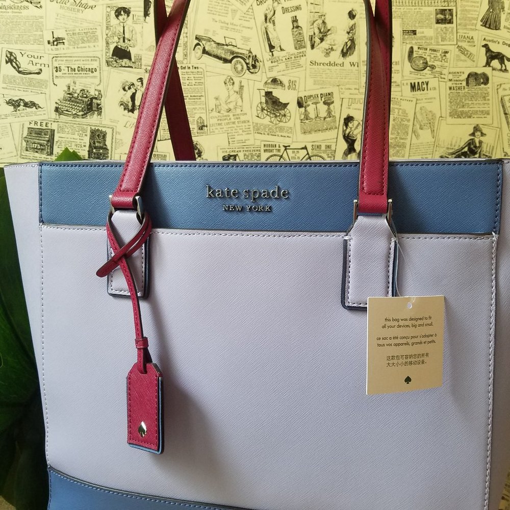 Kate Spade Cameron Laptop Tote Frozen Lilac Lavend - Picture 4 of 12